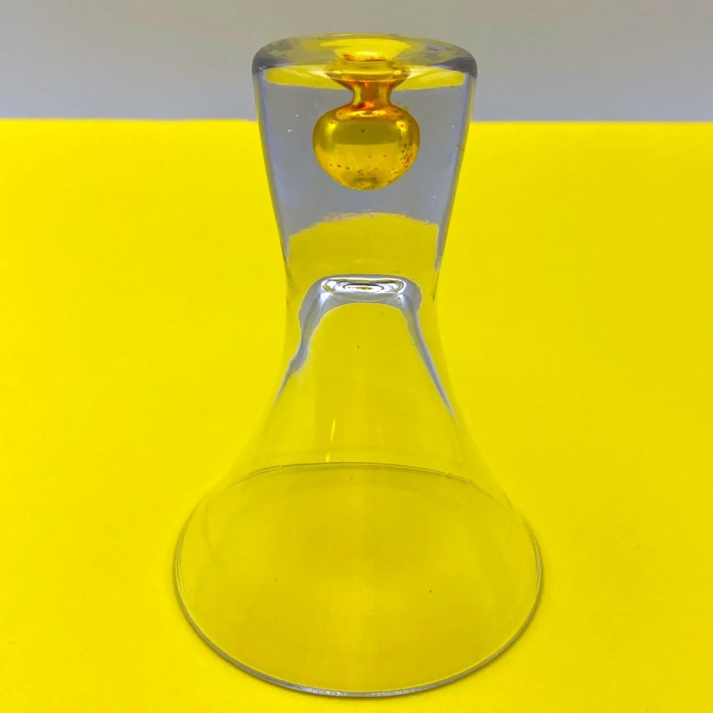 Vintage Shot Glass With Yellow Colored Ball Inside